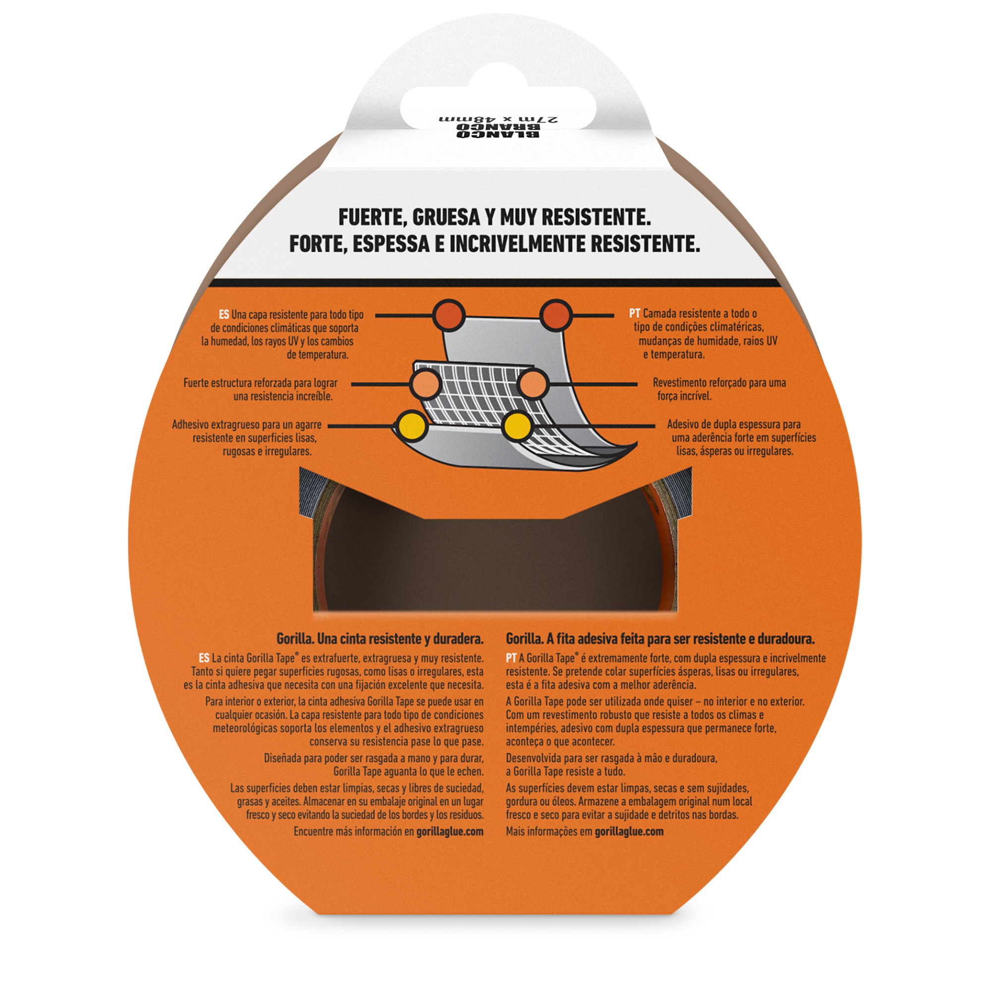 CINTA AMERICANA REFORZADA GORILLA TAPE BLANCA 27,4 M X 48 mm